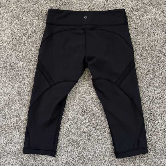 Lululemon Crop Capri Mesh Panel 23” Black Leggings Women’s Size 6 *RARE* - Picture 4 of 10